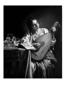 Pintura de Carla Del Bianco, fotografía en blanco y negro