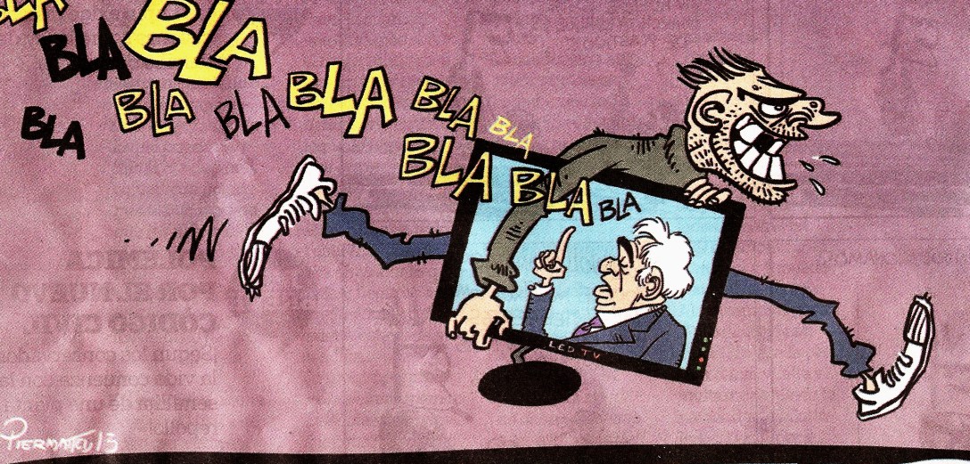 Saqueos 4 dic 2013 Dibujo realizado por el artista Piermatei en el suplemento: HumorconVoz del diario: "La Voz del Interior", edición del 8 de diciembre del 2013